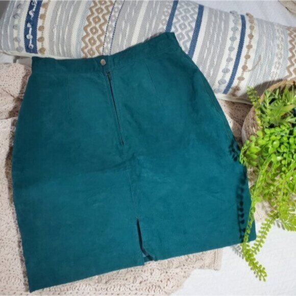 COSA NOVA Vintage 80's Genuine Suede Leather Skirt- Size 11 (Equals Size 28) - Picture 1 of 8